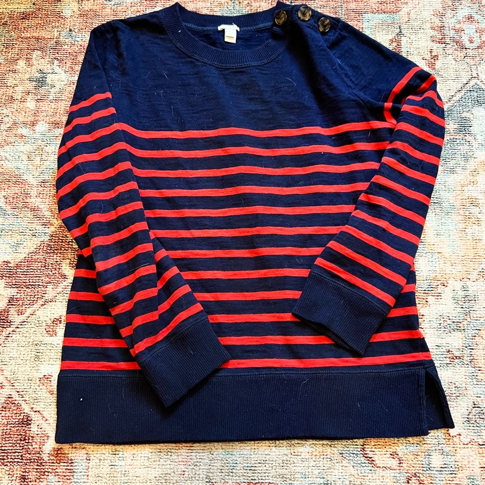 Jcrew 3/4 length arm sweater, button detail on shoulder